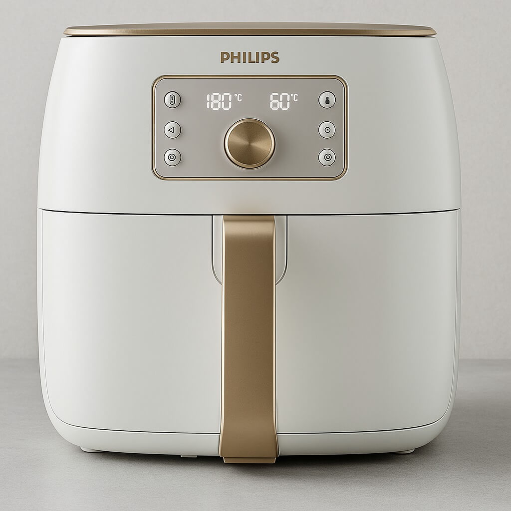 Philips AirFryer friteza sa zlatnim detaljima i digitalnim LED displejom sa temperaturnim prikazima, koga mora da poseduje svaka kuhinja